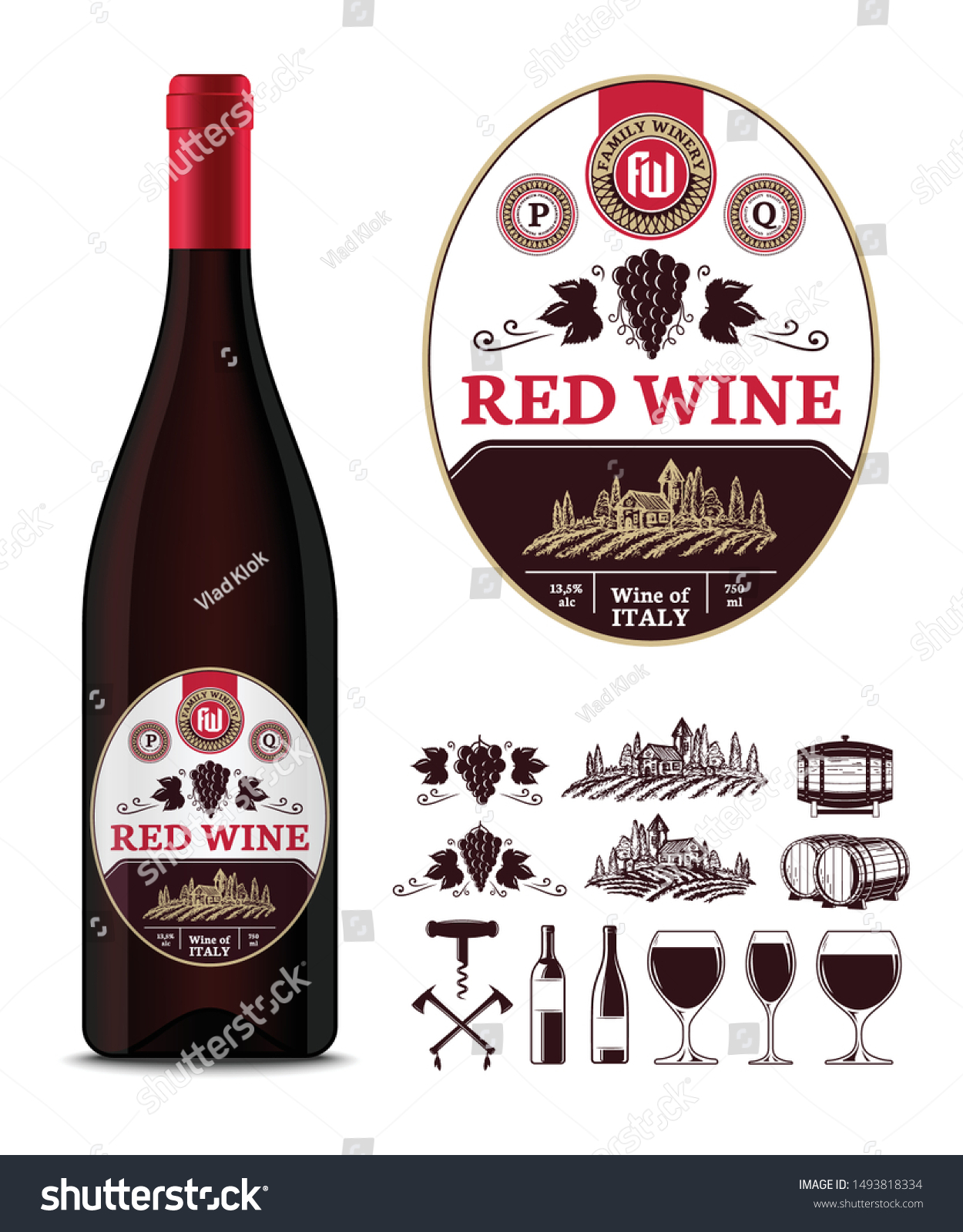 Vector Vintage Red Wine Label Wine Stock Vector (Royalty Free ...