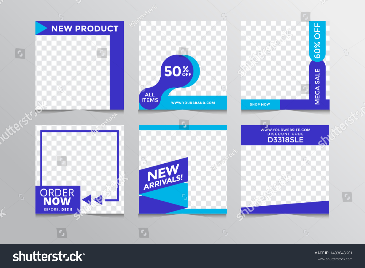 Set Modern Square Editable Banner Templatesuitable Stock Vector