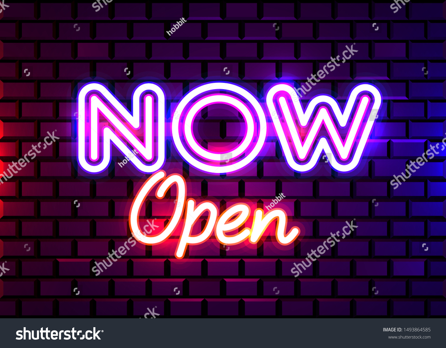 Now Open Neon Text Vector Design Stock Vector (Royalty Free) 1493864585 ...