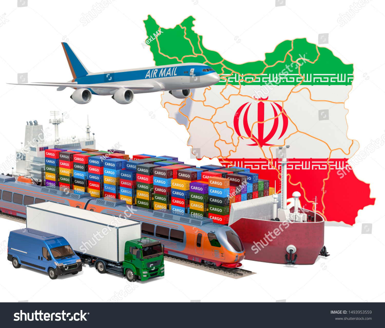 Cargo Shipping Freight Transportation Iran By Stock Illustration