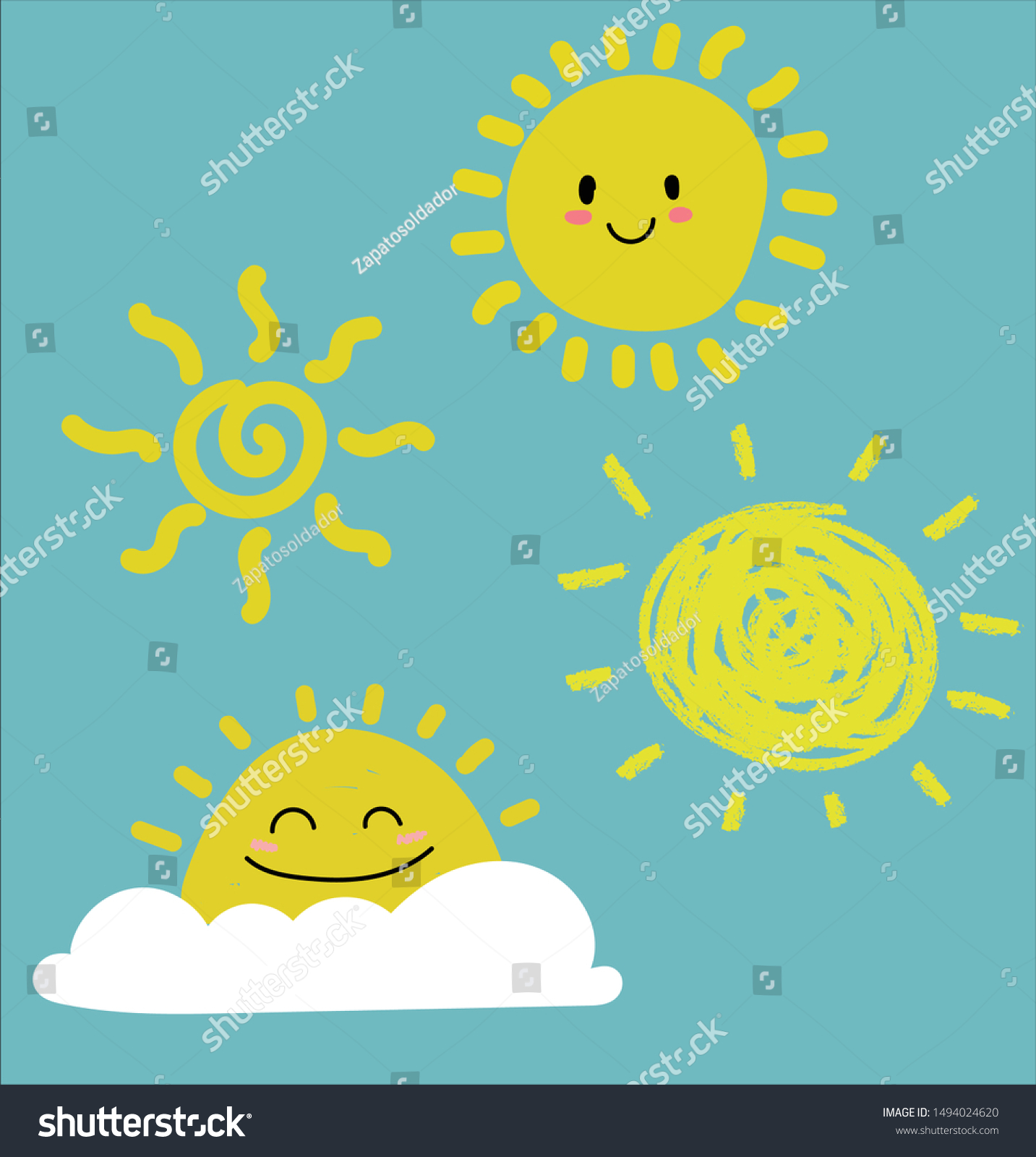 Hand Drawn Sun Set Doodle Drawing Stock Vector (Royalty Free ...