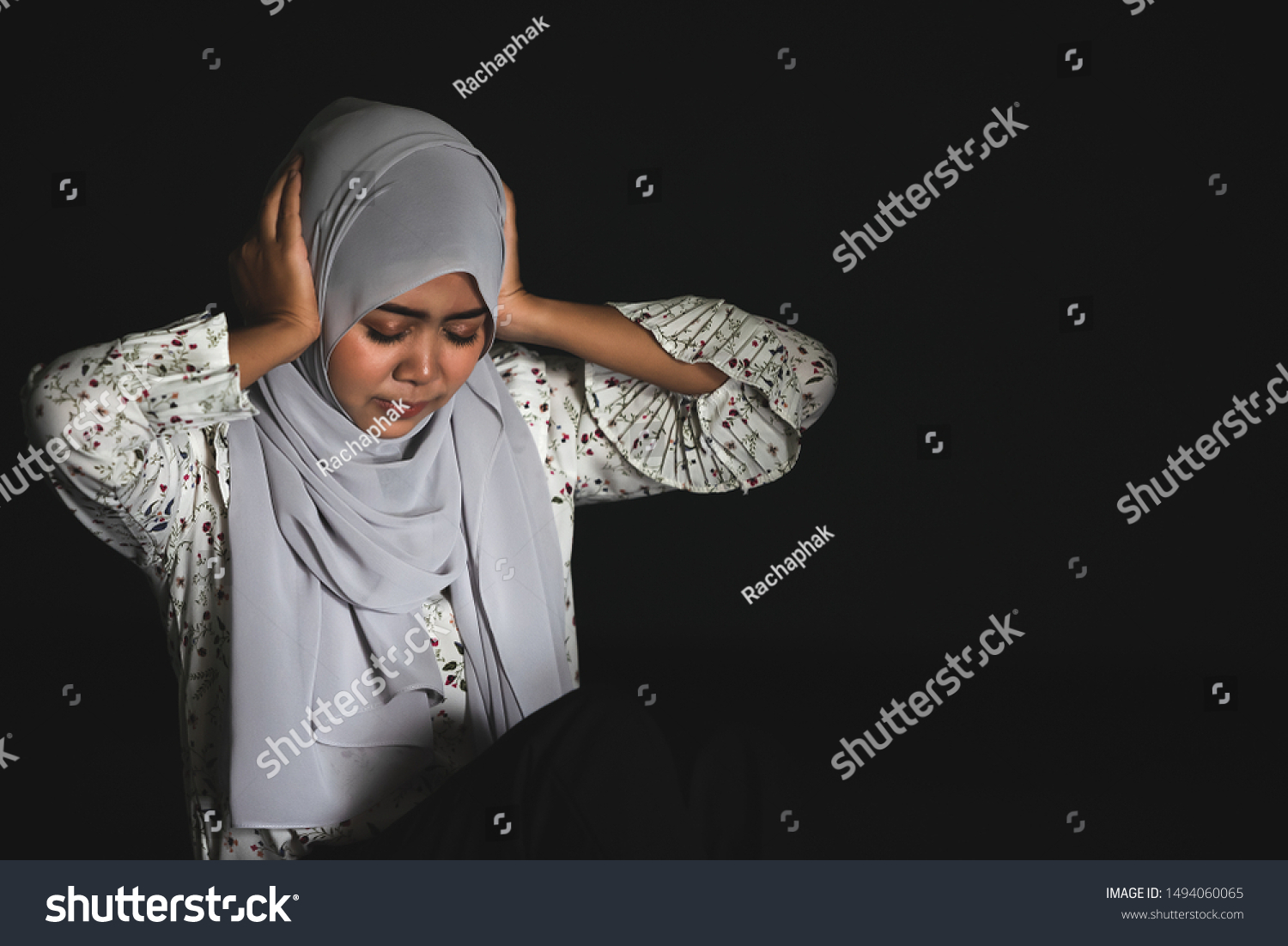 Young Muslim Women Feeling Pain Hands Stock Photo 1494060065 | Shutterstock