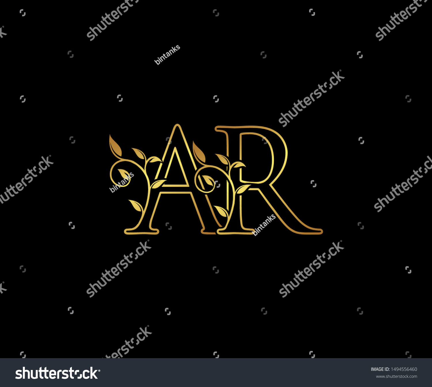 Initial Letter R Ar Gold Logo Stock Vector (Royalty Free) 1494556460 ...