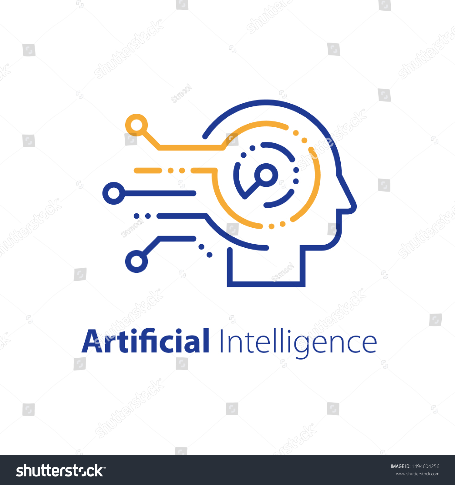 Artificial Intelligence Concept Machine Learning Robot Stock Vector ...