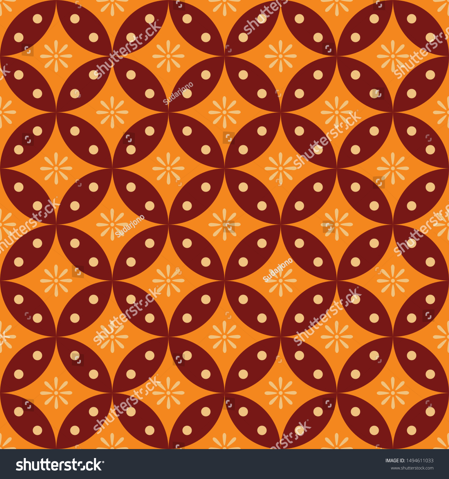 Kawung Batik Pattern Inspired By Indonesian Stock Vector (Royalty Free ...