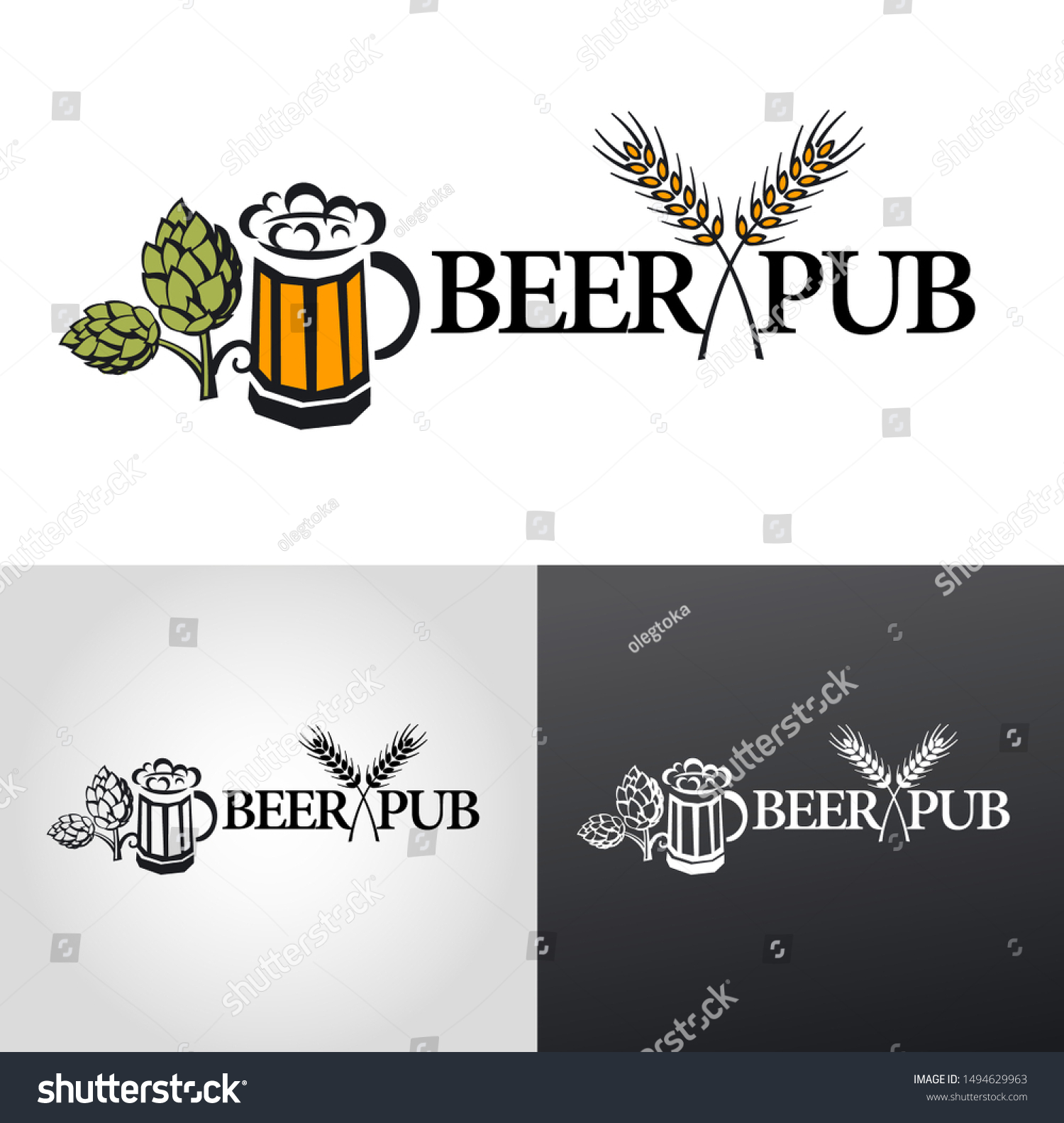 Illustration Beer Pub Logo Sign Stock Vector (Royalty Free) 1494629963 ...