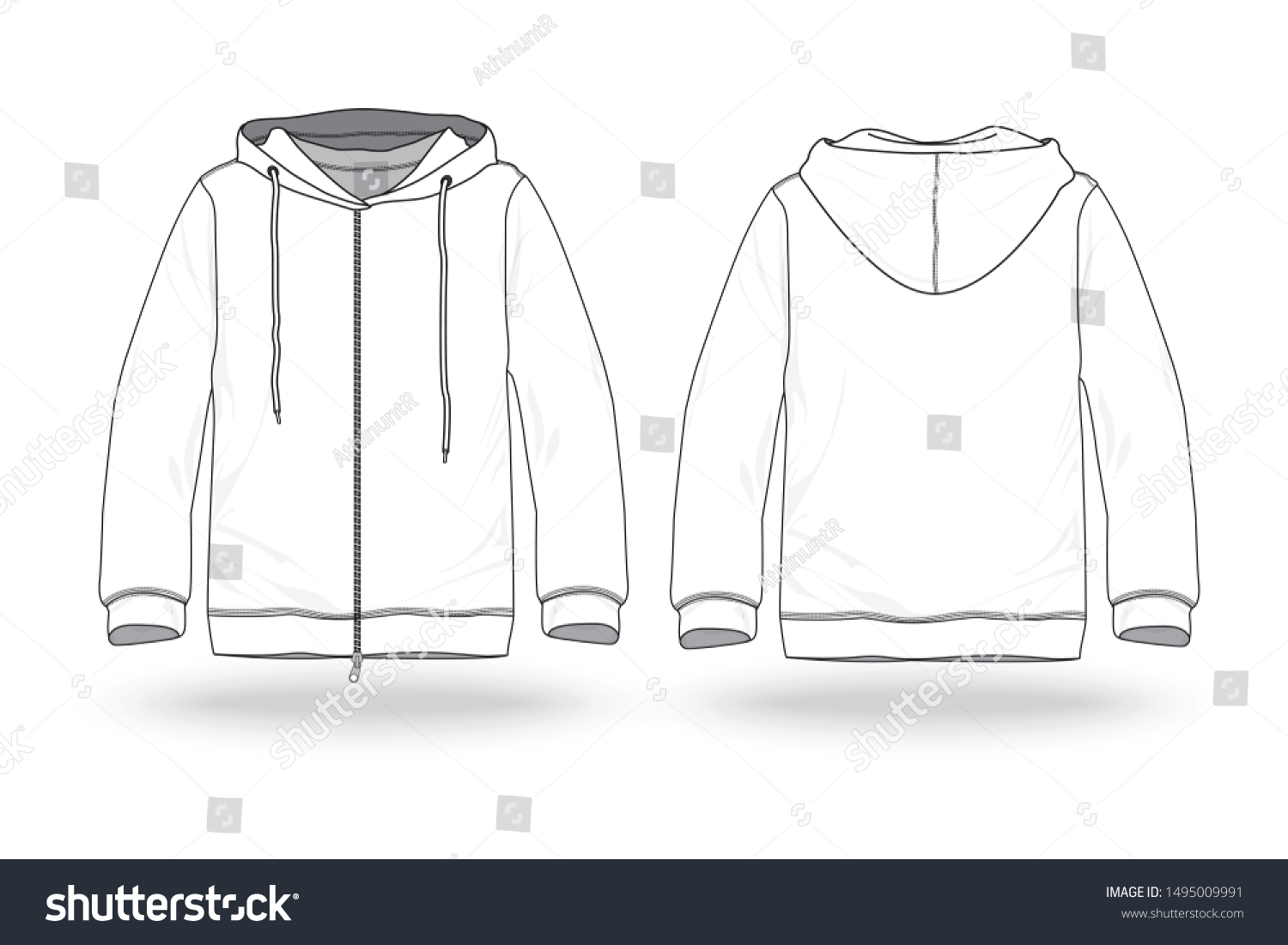 Blank White Men Sleeve Hooded Top Stock Vector (Royalty Free ...