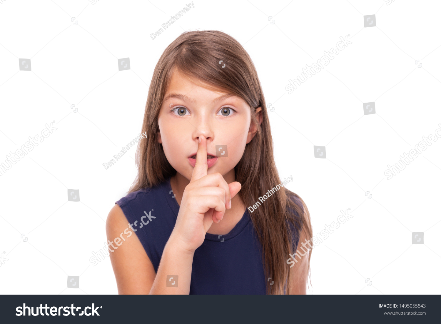 Little Girl Presses Her Finger Her Stock Photo 1495055843 | Shutterstock