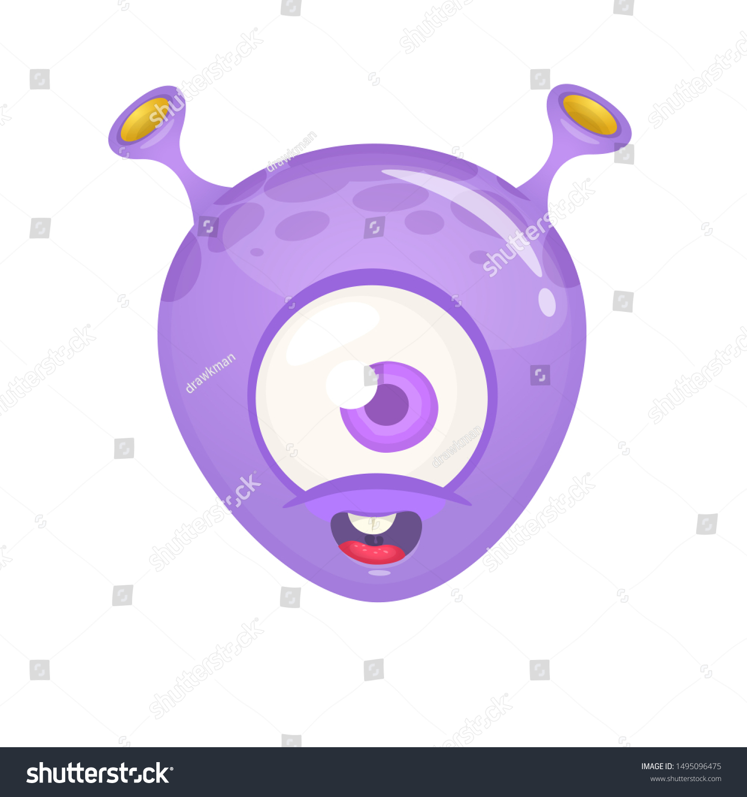 Happy Alien Cartoon Illustration Monster Design Stock Illustration ...