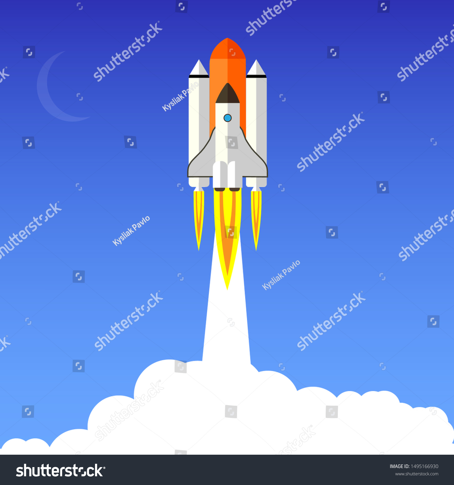 Vector Illustration Rocket Launch Into Space Stock Vector Royalty Free 1495166930 Shutterstock 6751