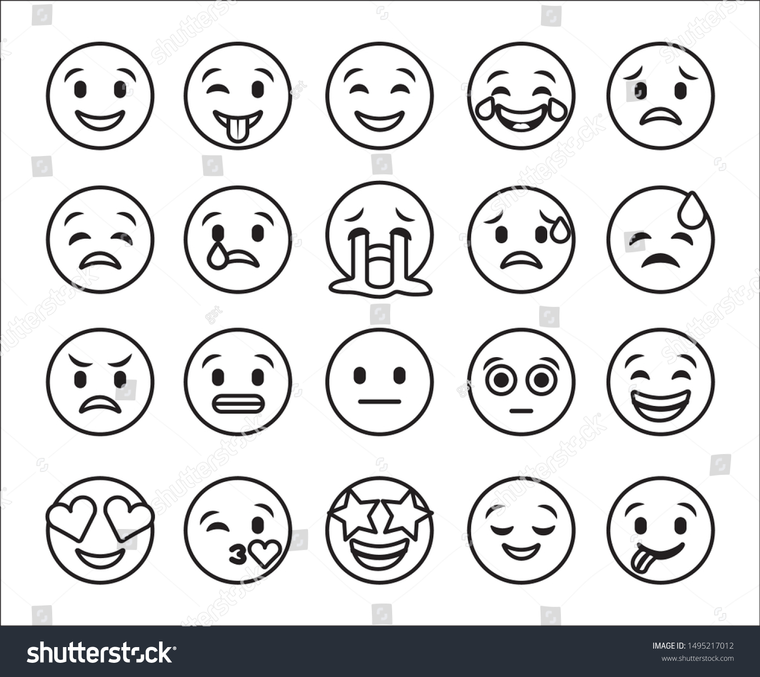 Emoticon Faces Gestures Bundle Icons Vector Stock Vector (Royalty Free ...