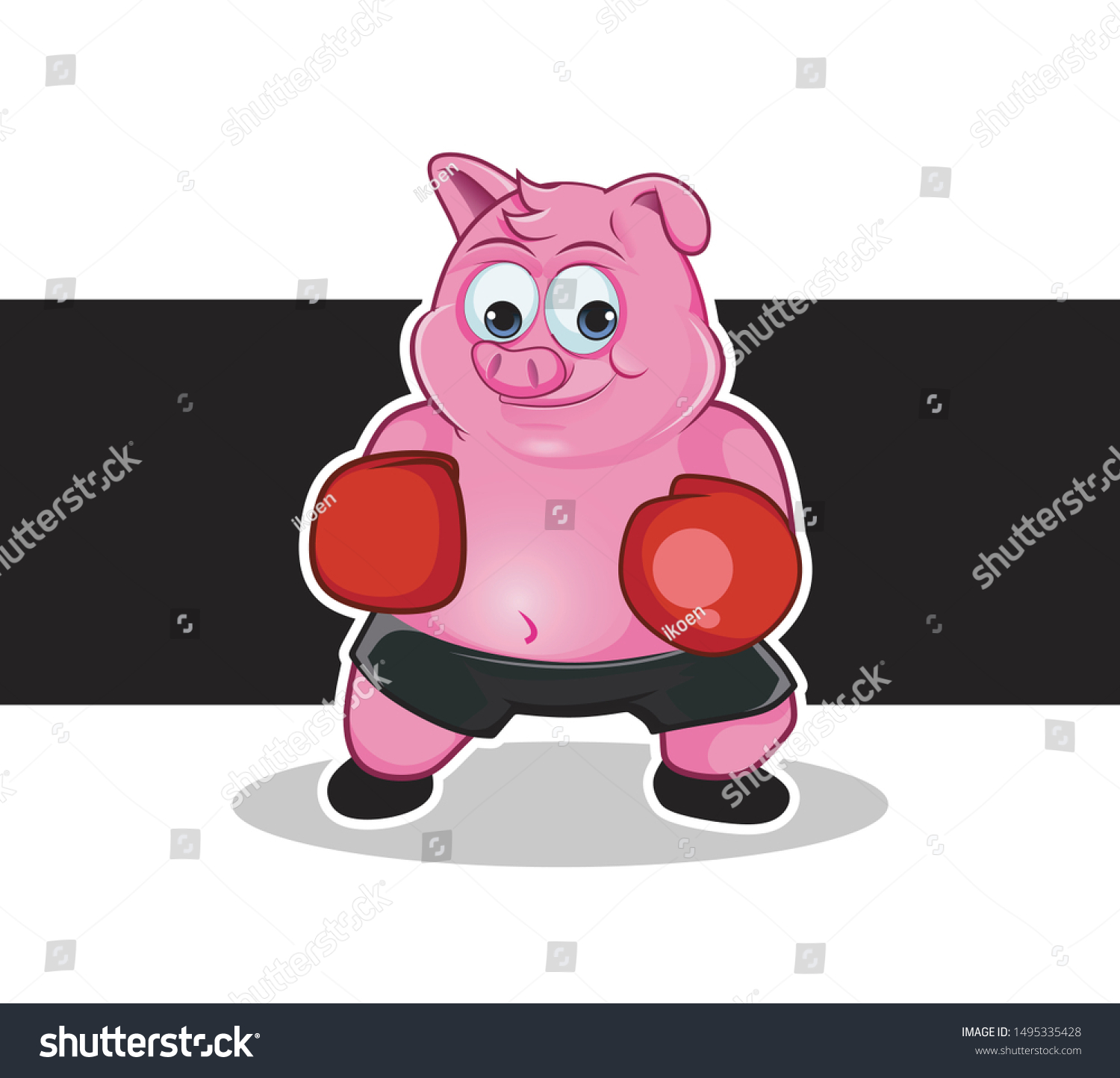 Boxer Pig Cartoon Character Mascot Stock Vector (Royalty Free ...