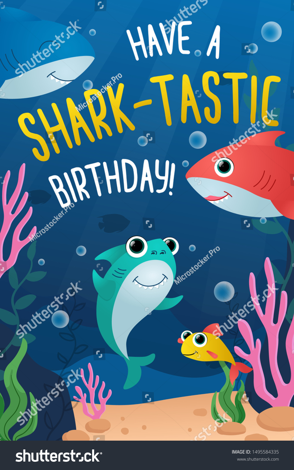 Have Sharktastic Birthday Greeting Card Vector Stock Vector (Royalty ...