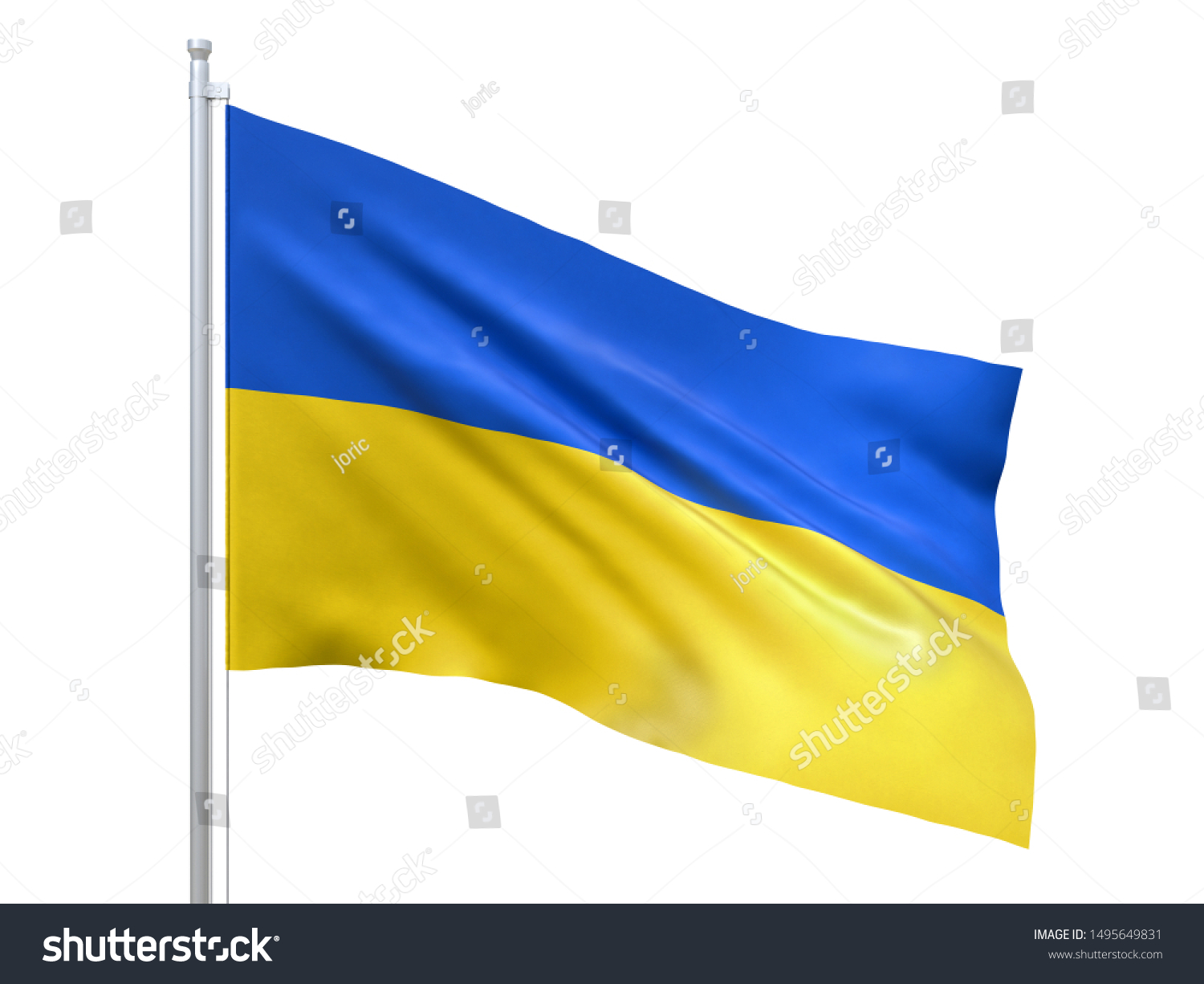 Ukraine Flag Waving On White Background Stock Illustration 1495649831 ...