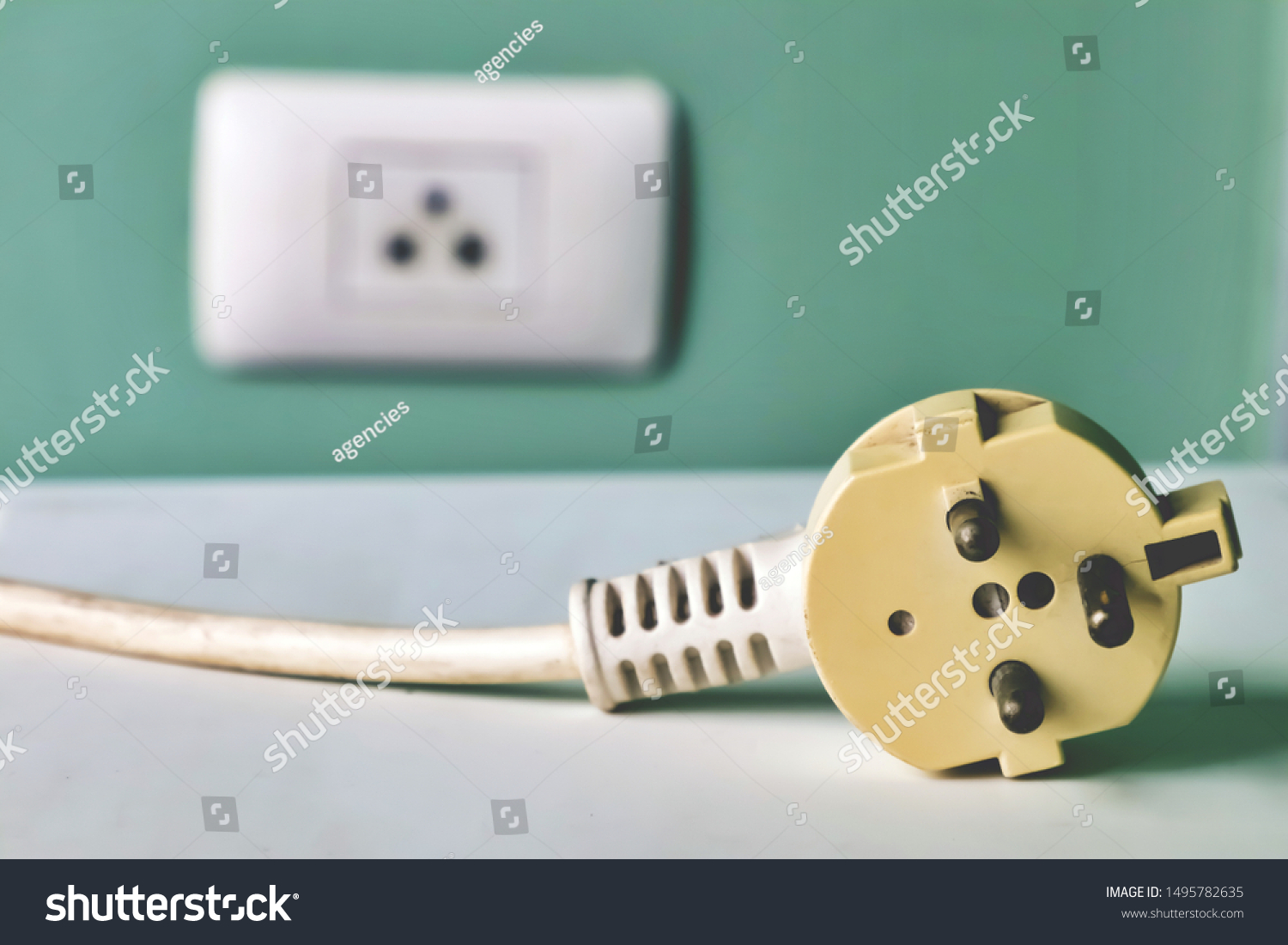 Electrical Plug Grounding Pin Adaptor Three Stock Photo 1495782635