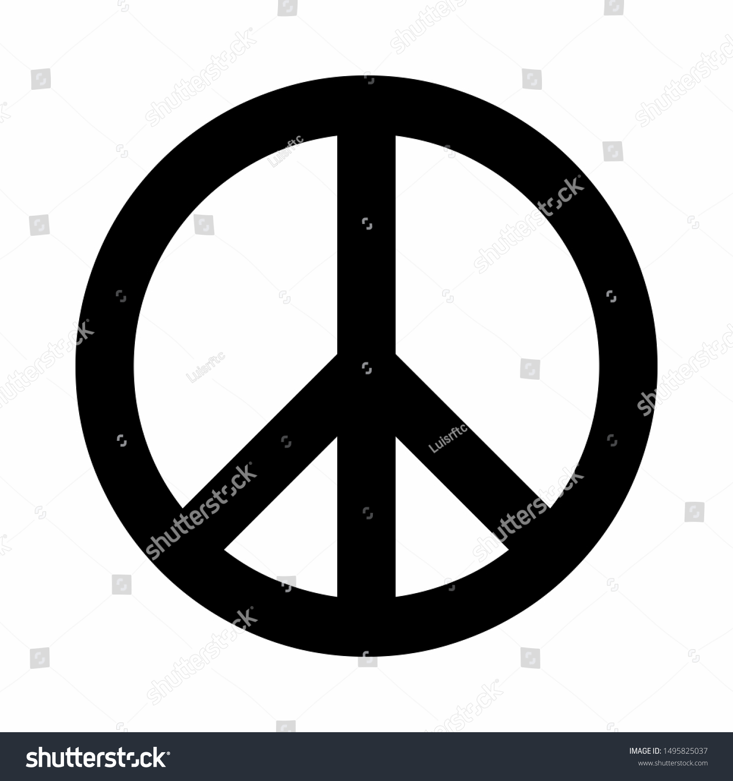 Black Peace Symbol Isolated On White Stock Illustration 1495825037 ...