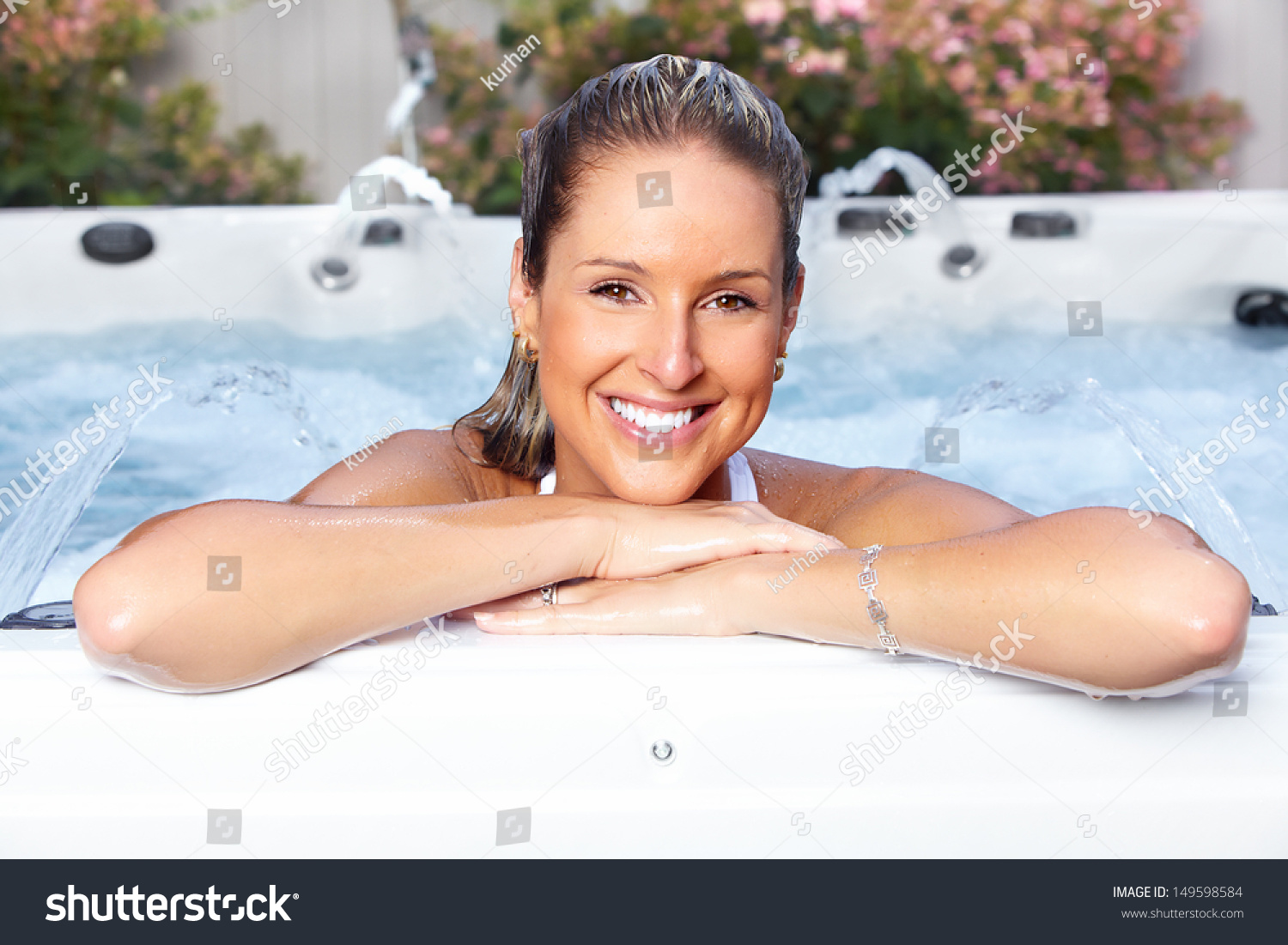 Beautiful Woman Relaxing Hot Tub Vacation Stock Photo Shutterstock