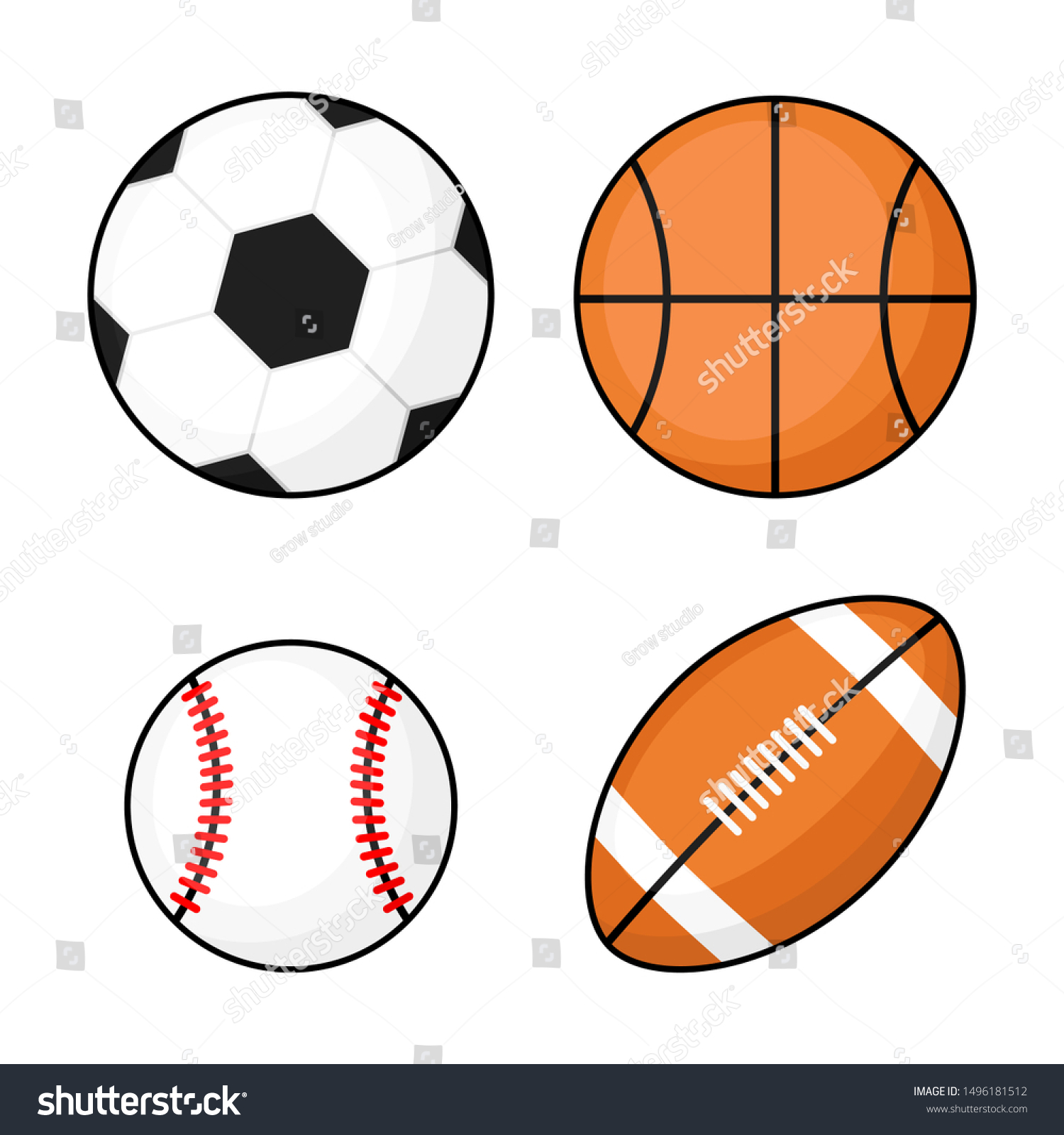 Ball Icons Football Basketball Soccer On Stock Vector (Royalty Free ...