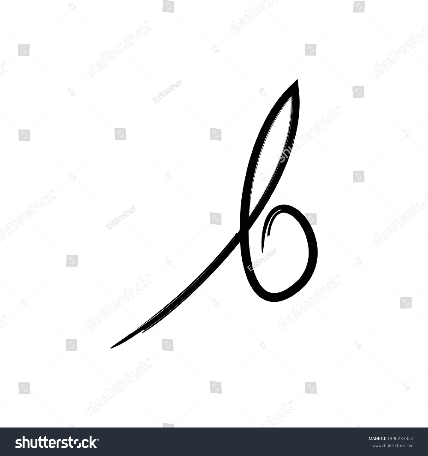 Letter B Script Logo Simple Font Stock Vector (Royalty Free) 1496233322 ...