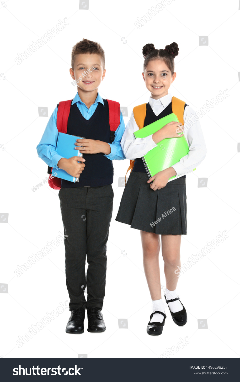 Happy Children School Uniform On White Stock Photo 1496298257 ...