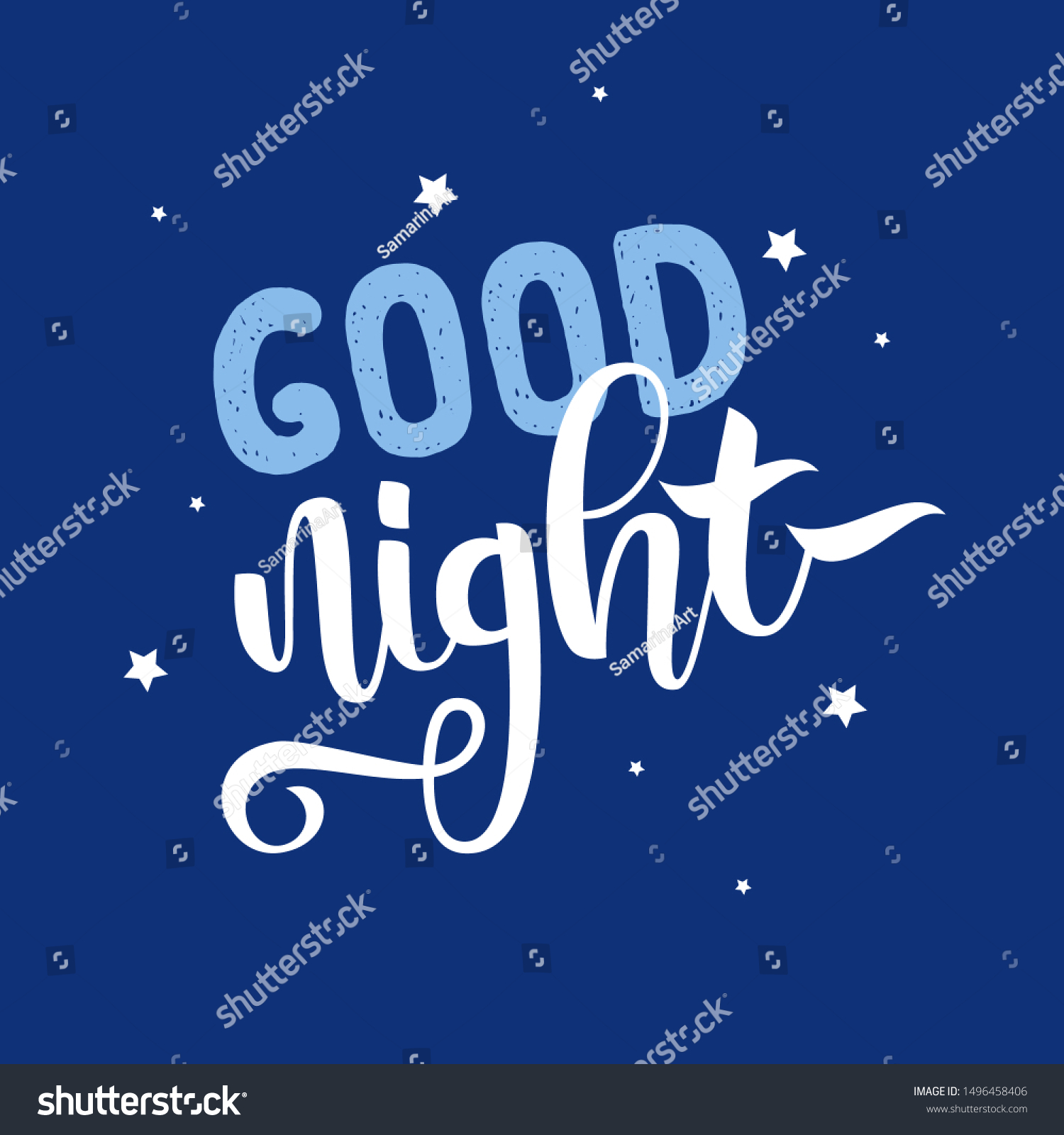 Good Night Lettering On Dark Blue Stock Vector (Royalty Free ...