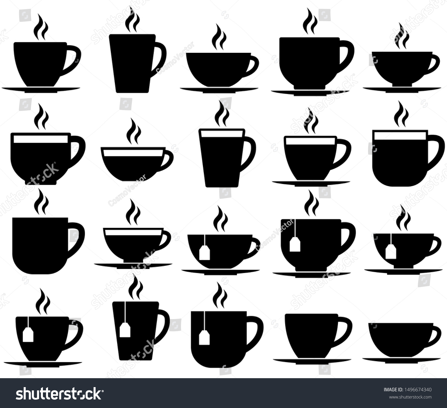 Tea Coffee Cup Set Icon Logo Stock Vector (Royalty Free) 1496674340 ...