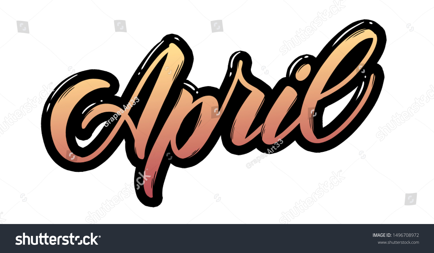 Month Name Lettering April Handwritten Words Stock Illustration ...