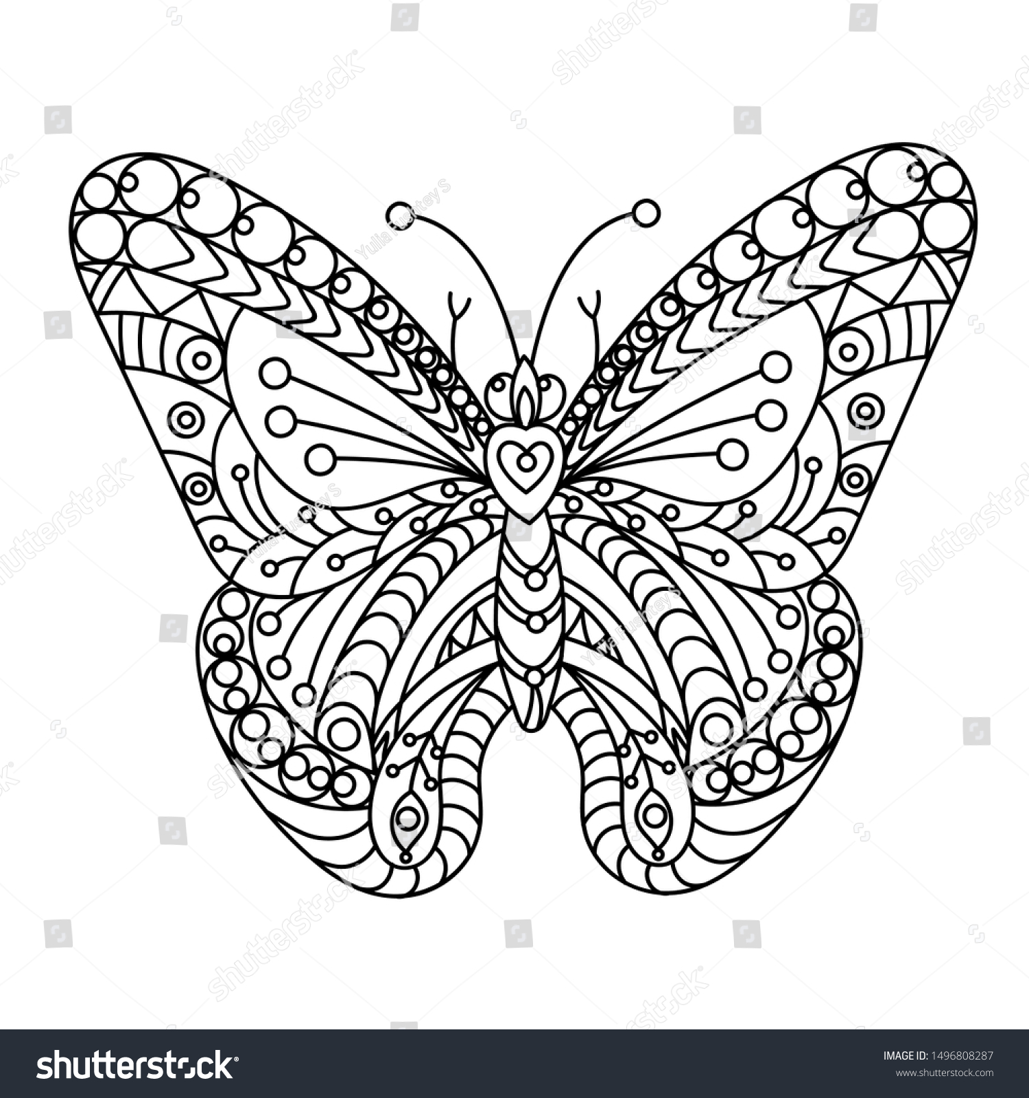 Vector Butterfly Coloring Page Vector Stock Vector (Royalty Free ...