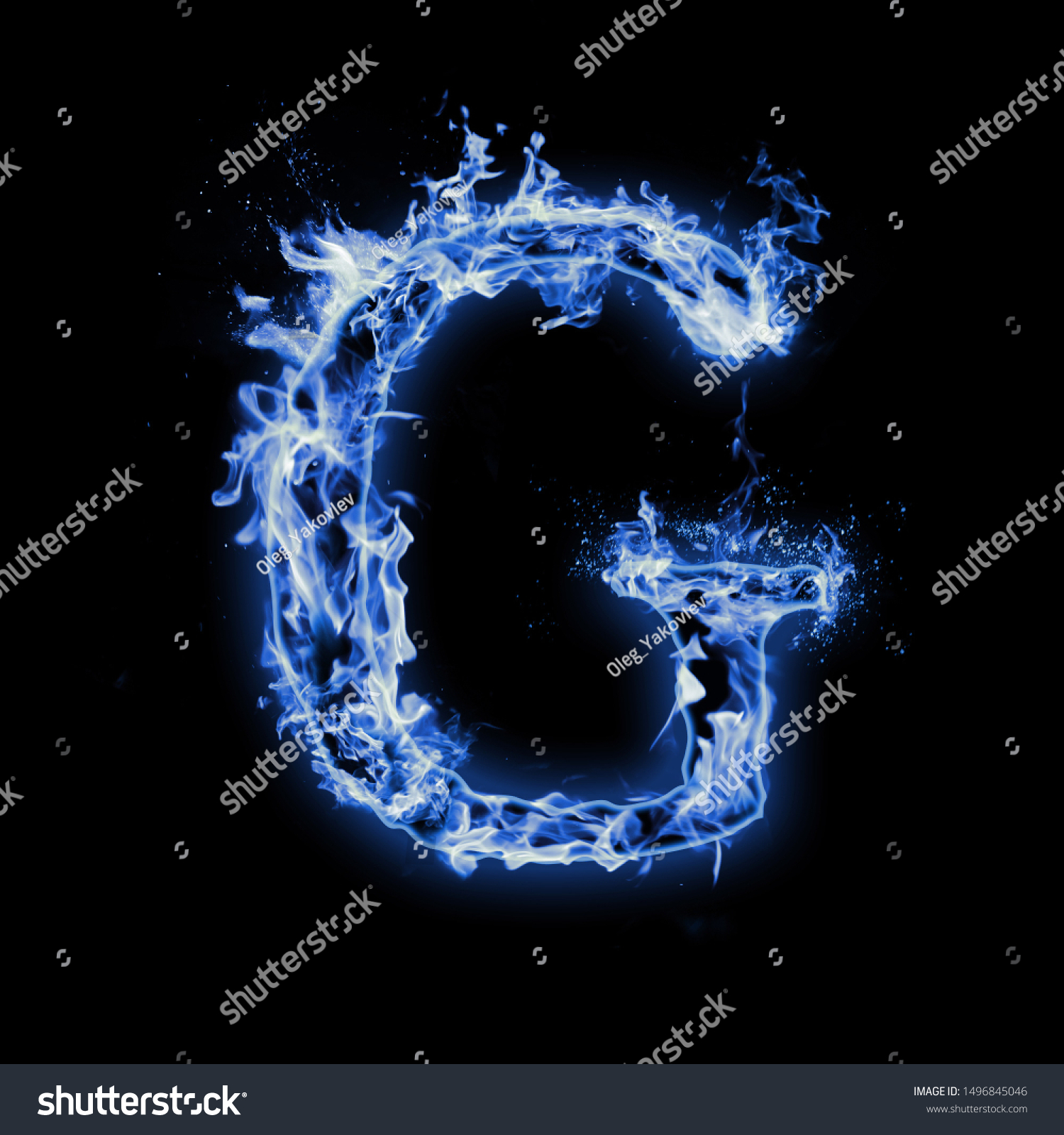 Letter G Blue Fire Flames On Stock Illustration 1496845046 | Shutterstock