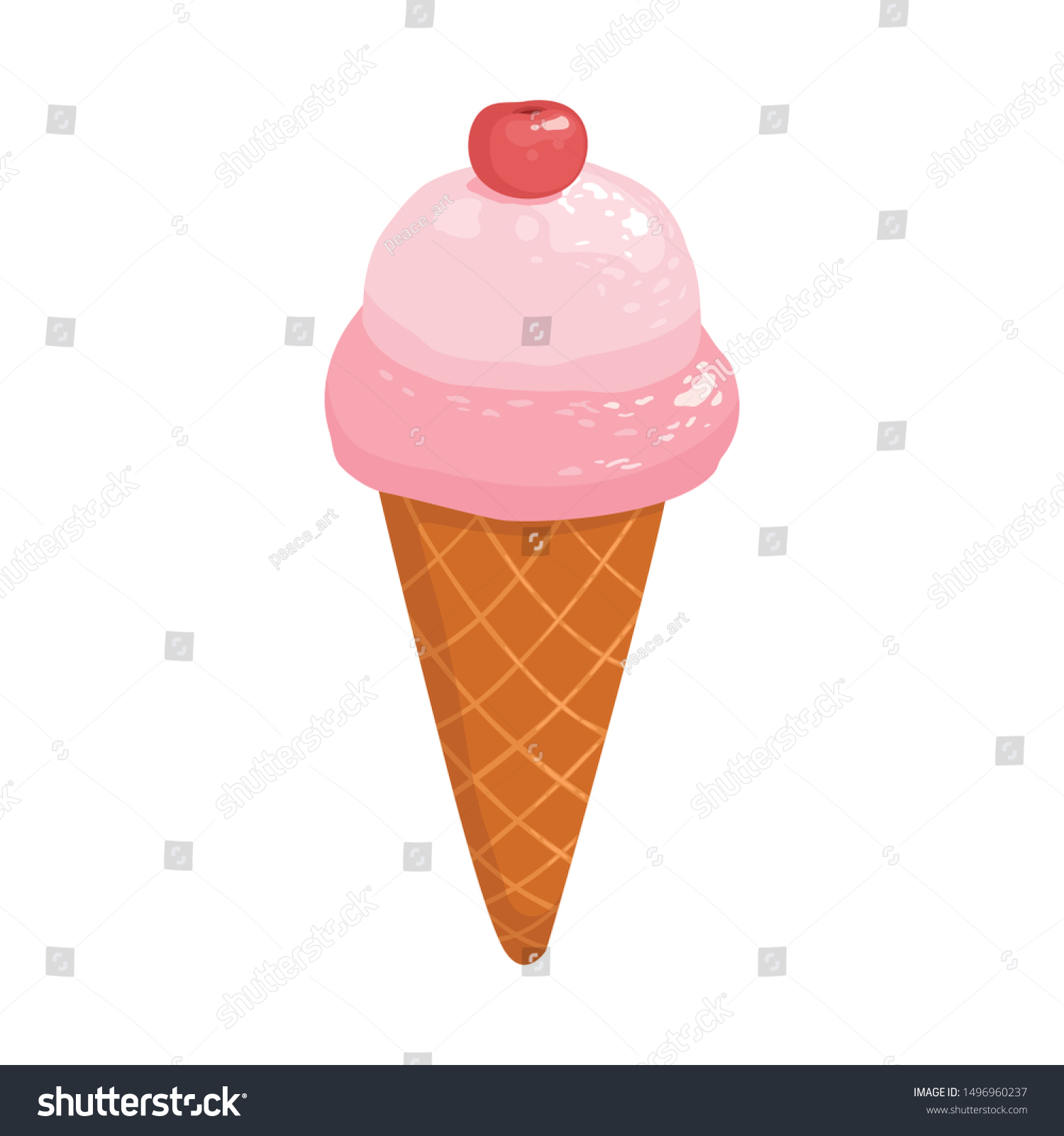 Ice Cream Cone Pink Cream Color Stock Vector (Royalty Free) 1496960237 ...