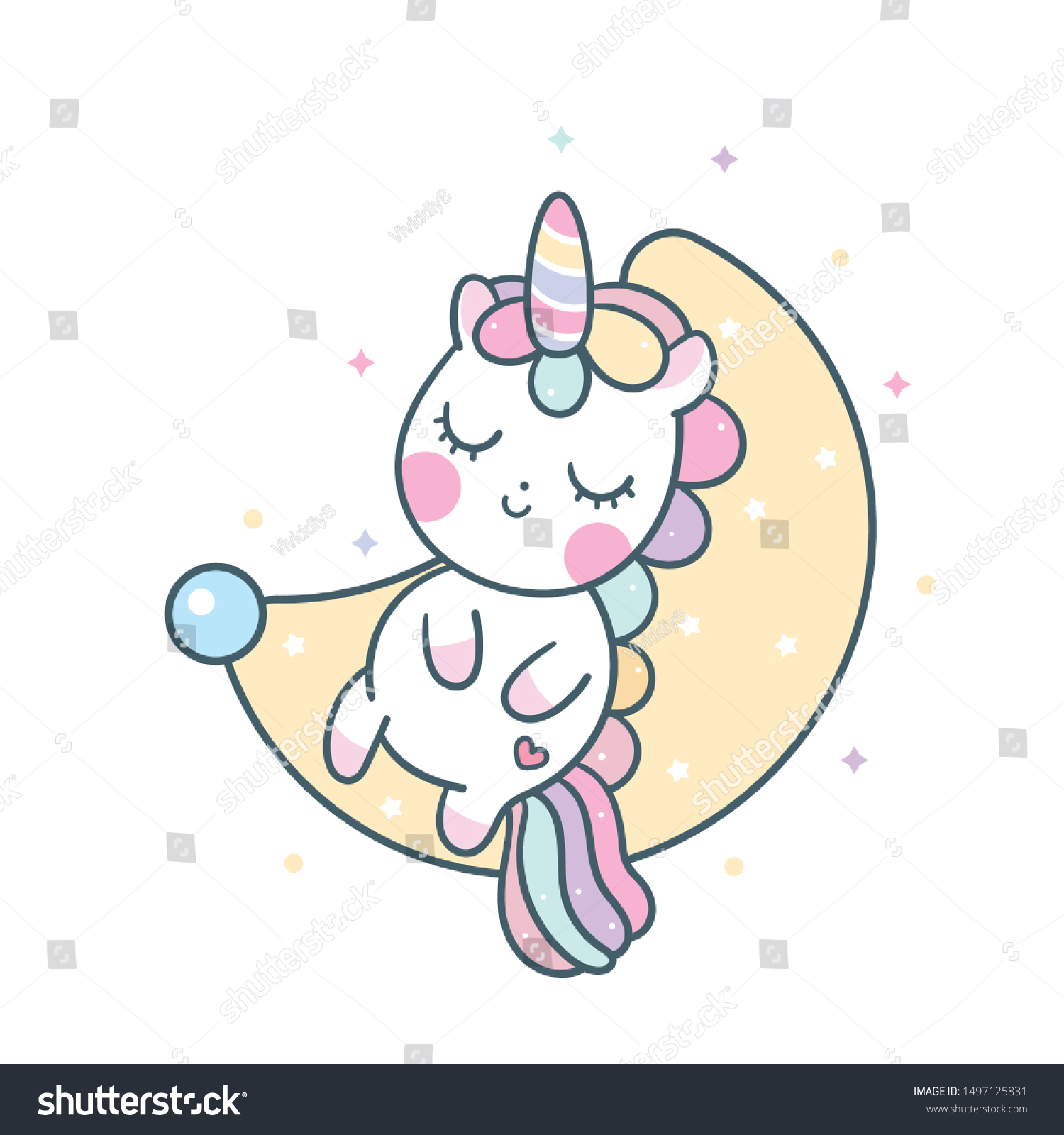 Cute Unicorn Vector Pony Cartoon On Stock Vector (Royalty Free ...