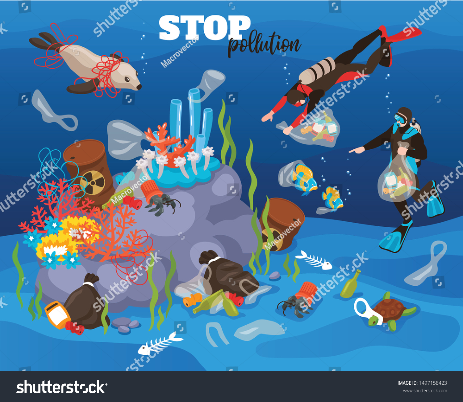 stop-water-pollution-underwater-background-divers-stock-vector-royalty