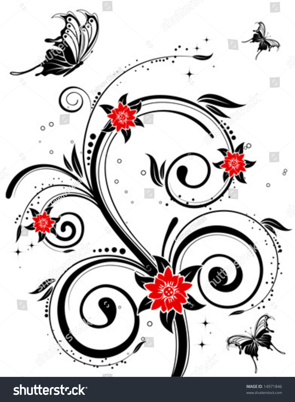 Flower Background Butterfly Element Design Vector Stock Vector Royalty Free 14971846 6568