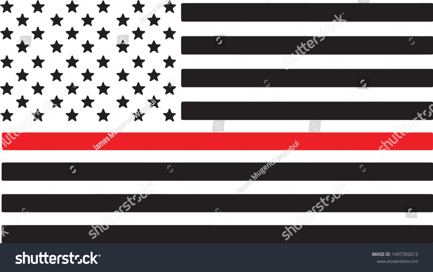 Thin Red Line Firefighter Support Silhouette Stock Vector (Royalty Free ...