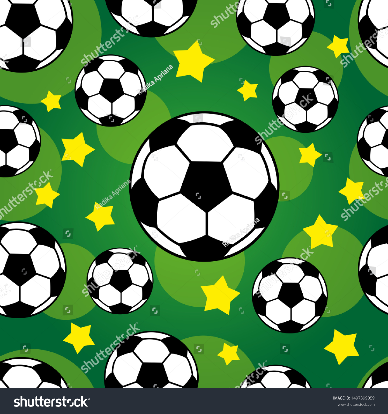 Soccer Ball Pattern Seamless Green Background Stock Vector (Royalty