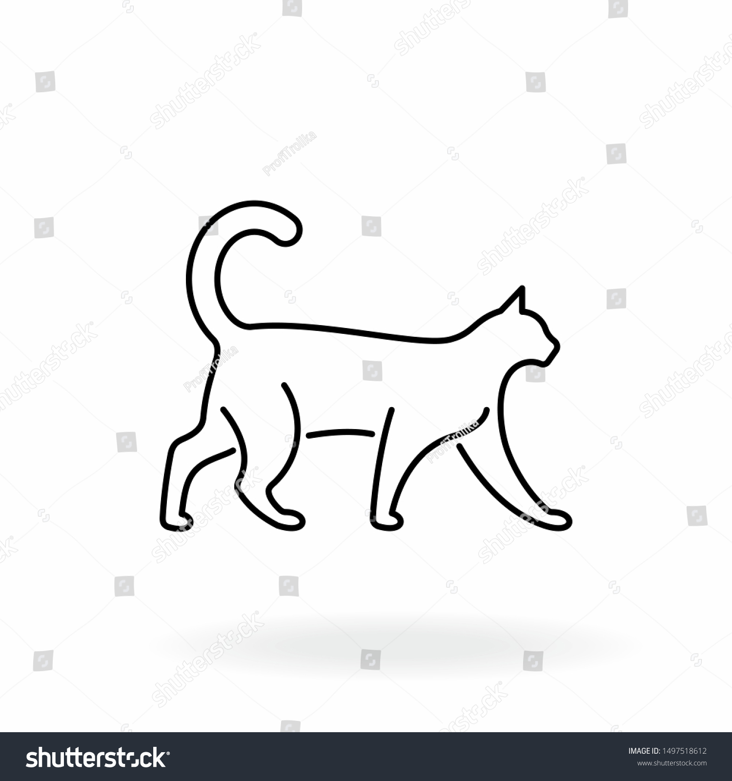 Cat Outline Icon Kitten Vector Illustration Stock Vector (Royalty Free ...