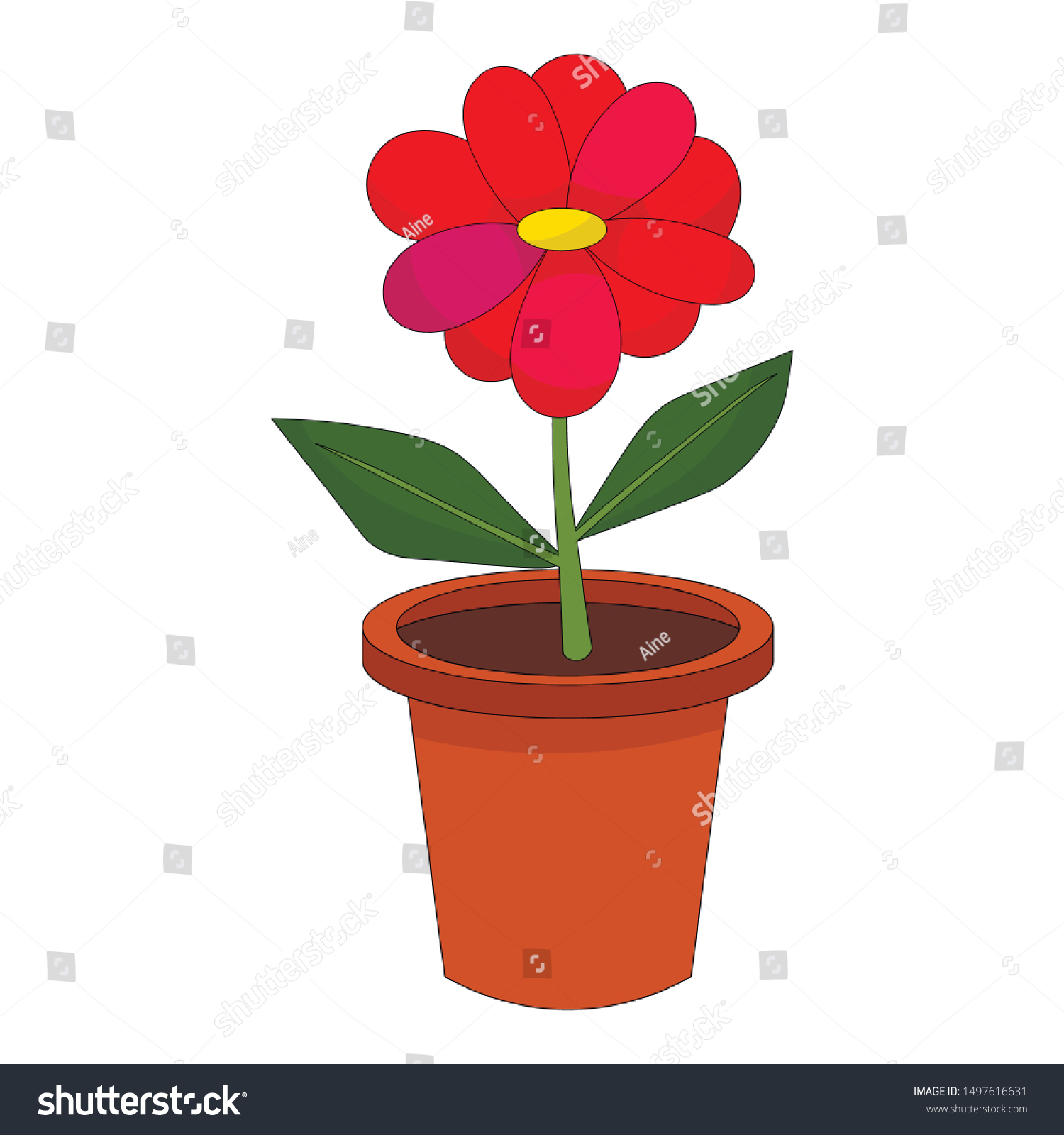 Bright Cartoon Flower Pot Isolated On Stock Vector (royalty Free 