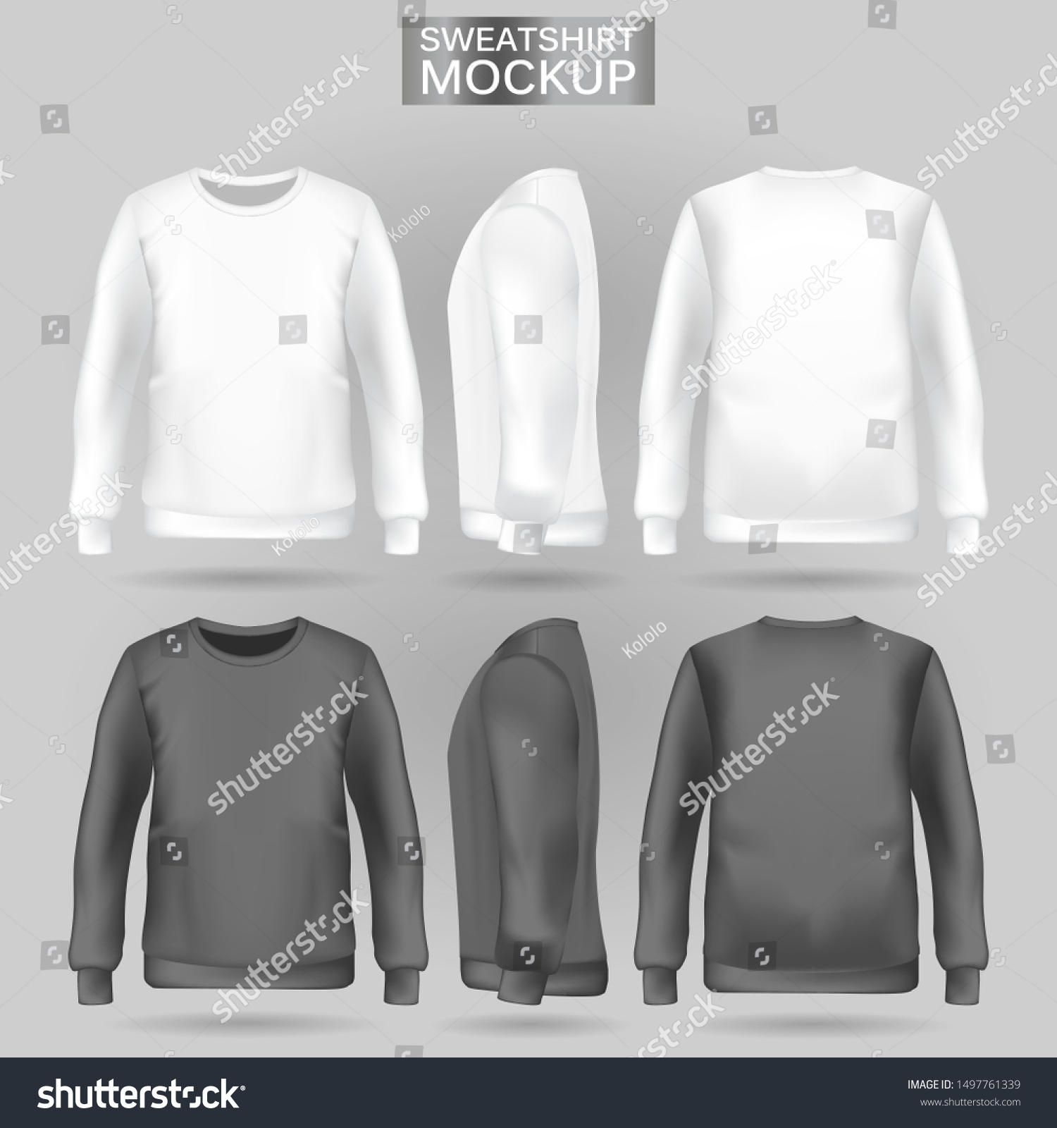 Blank Mens White Gray Sweatshirt Front Stock Vector (Royalty Free ...