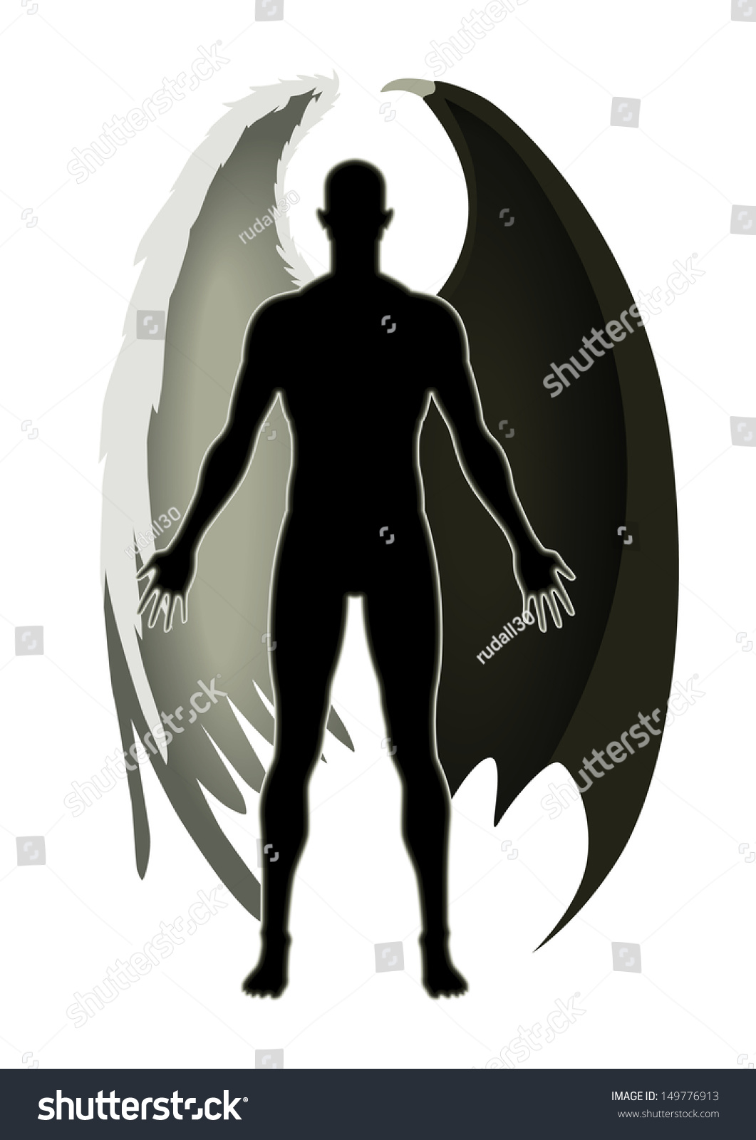 Illustration Angel Devil Symbolize Good Evil Stock Illustration ...