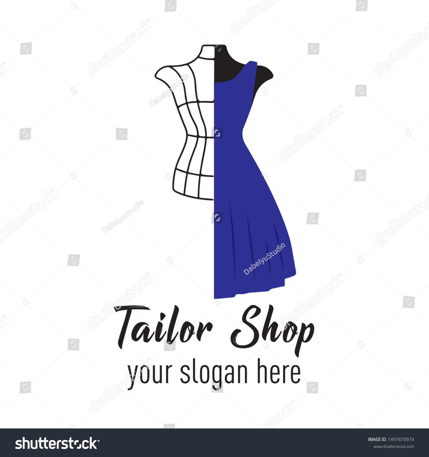 Tailor Shop Logo Blue Colored Dress Stock Vector (Royalty Free ...