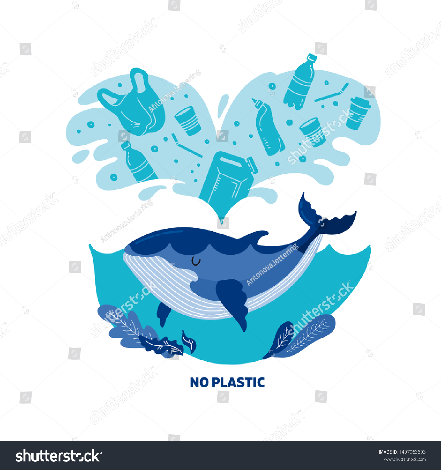 No Plastic Vector Flat Illustration World Stock Vector (Royalty Free ...