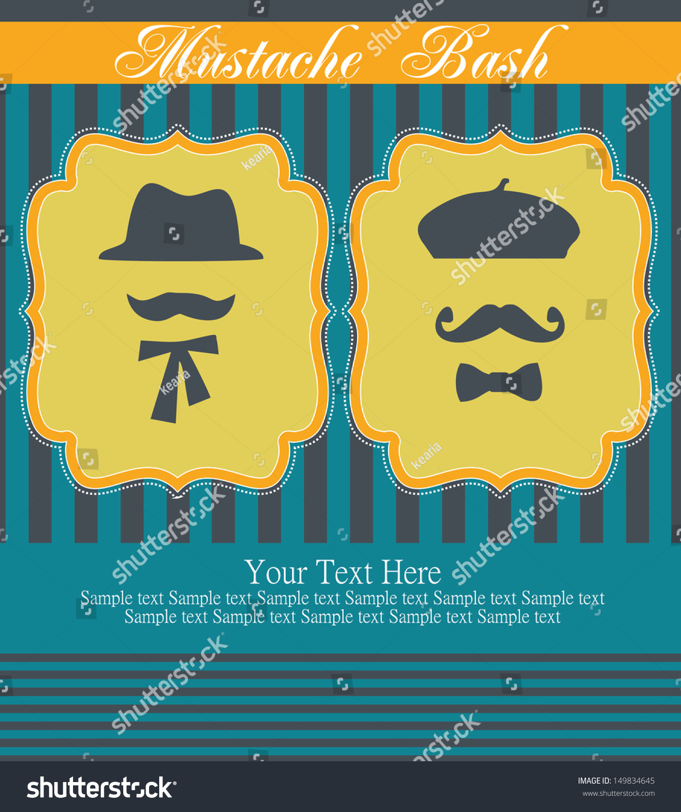 Mustache Bash Card Design Vector Illustration Stock Vector (Royalty