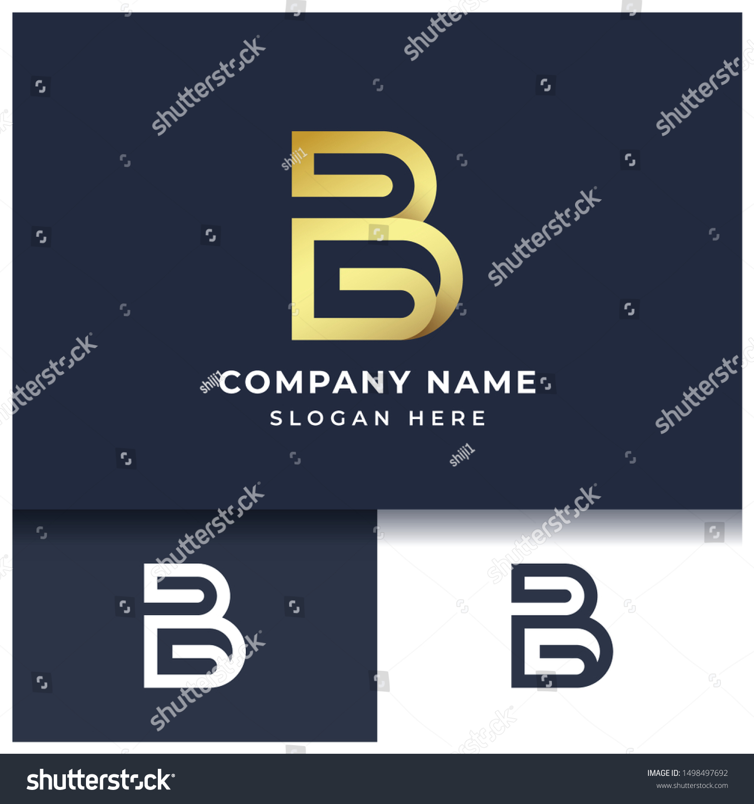 B Letter Monogram Modern Logo Design Stock Vector (Royalty Free ...