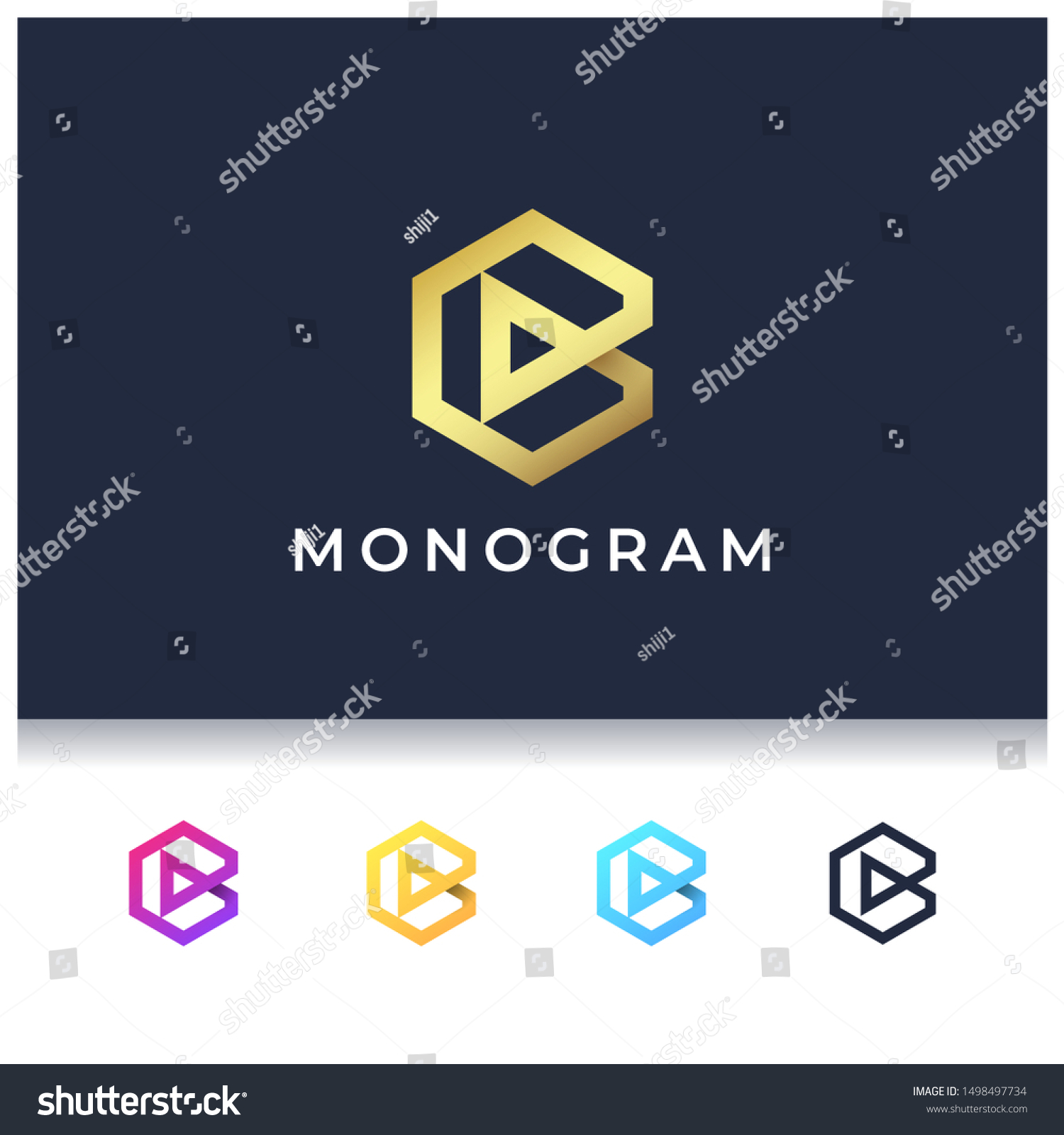 B Letter Monogram Modern Logo Design Stock Vector (Royalty Free ...