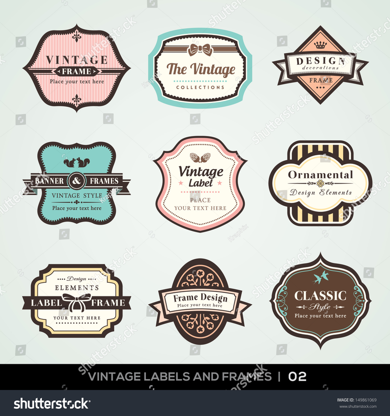 Vector Set Calligraphic Vintage Labels Frames Stock Vector (Royalty ...