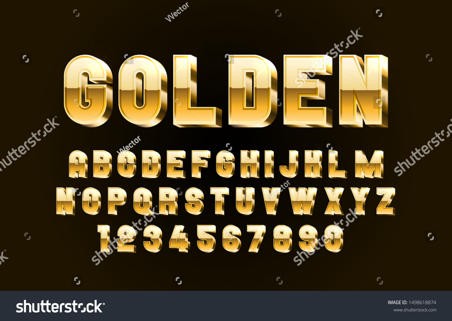 Font Golden Symbol Gold Letter Numbers Stock Vector (Royalty Free ...