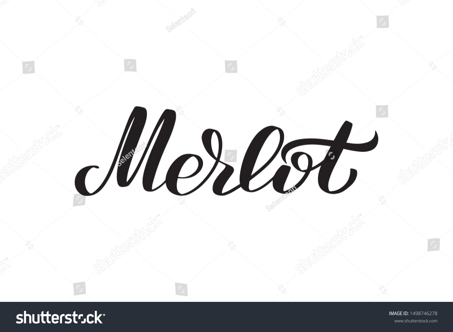 Inspirational Handwritten Brush Lettering Merlot Vector Stock Vector ...