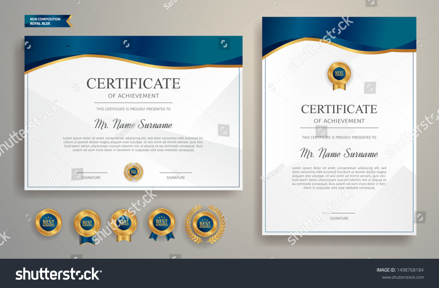 Blue Gold Certificate Appreciation Border Template Stock Vector ...