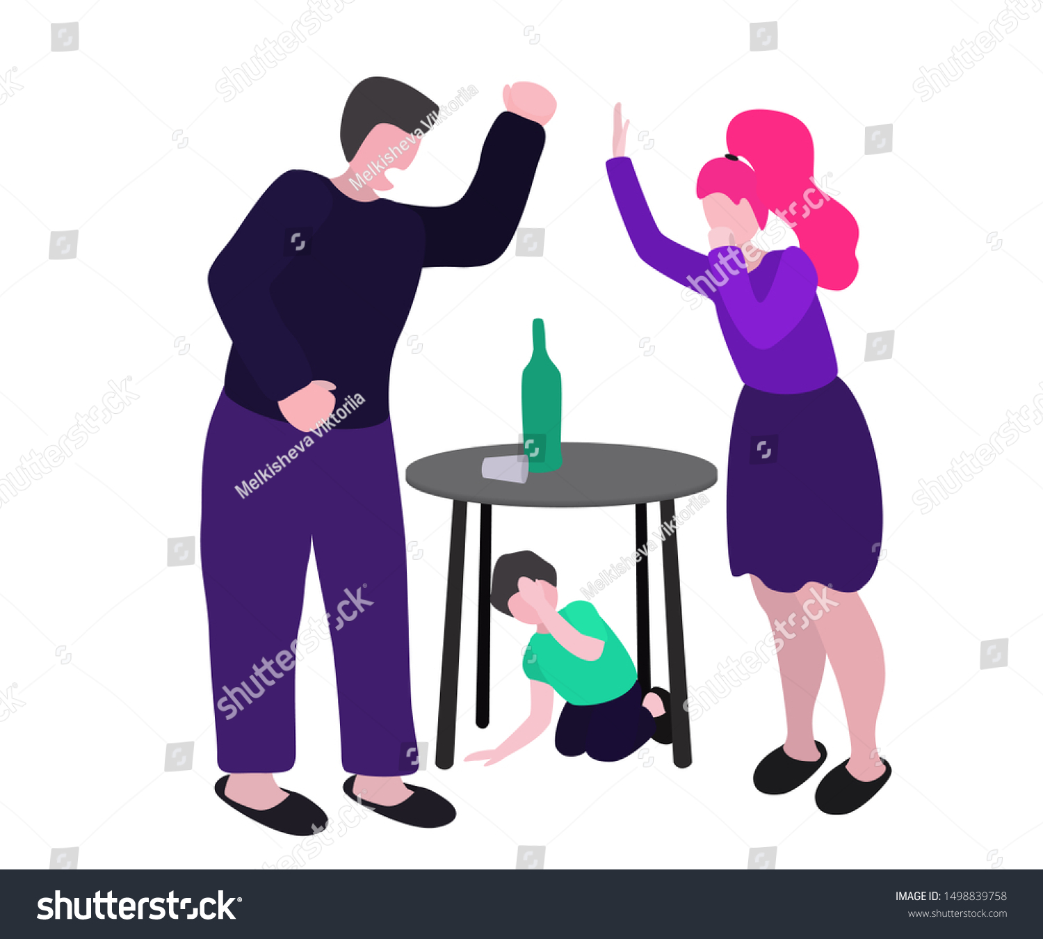 Drunk Husband Quarrels His Wife Man photo