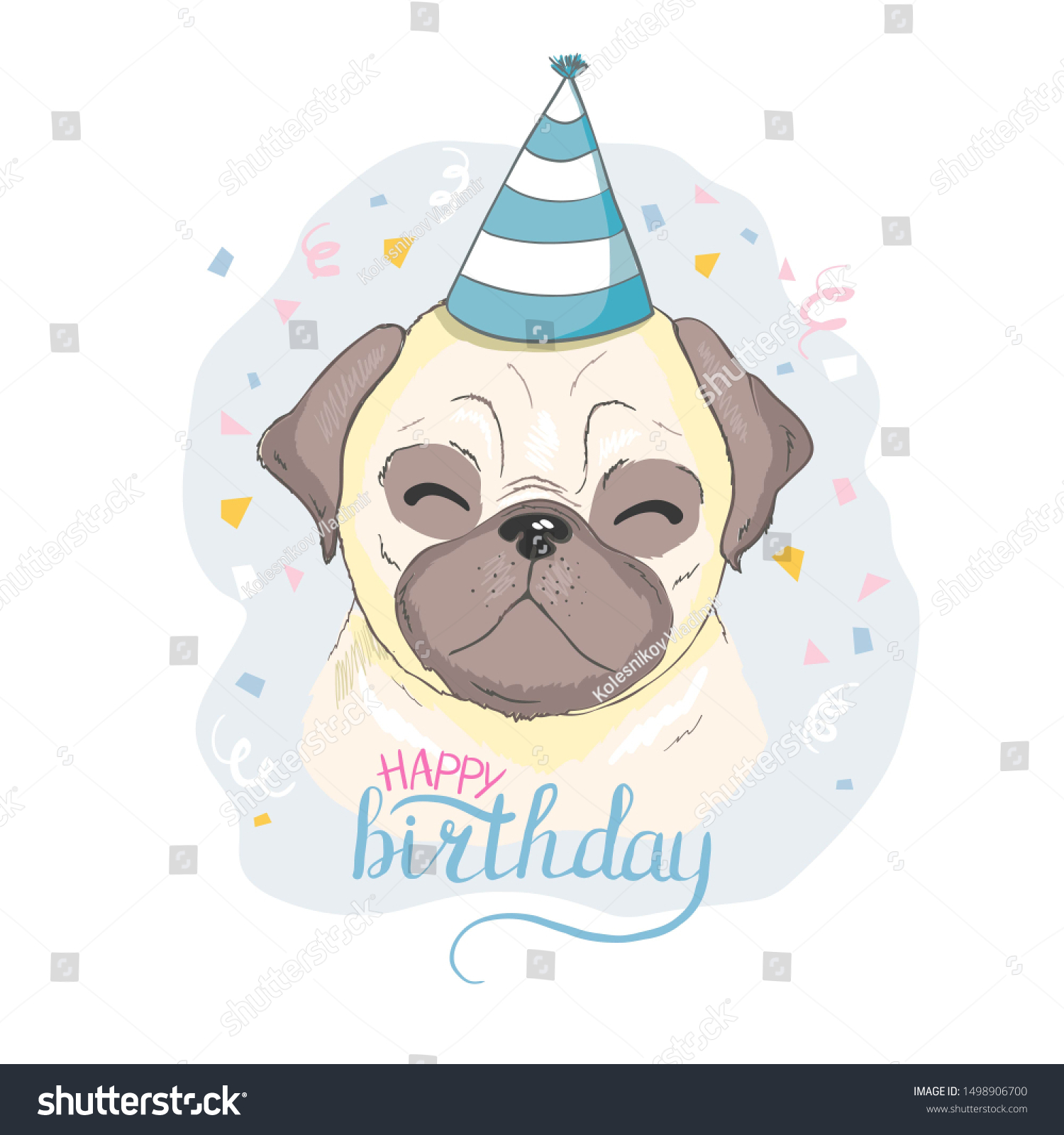 Birthday Cards Set Cute Cartoon Dogs Stock Illustration 1498906700 ...